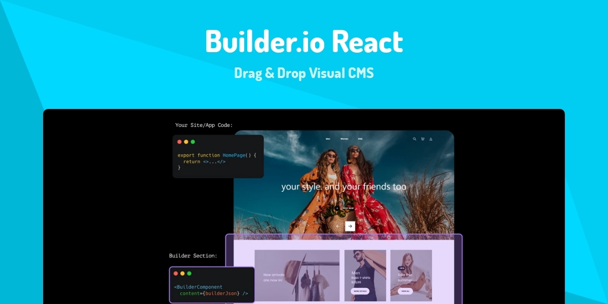 Builder.io React Drag & Drop Visual CMS Made with React.js